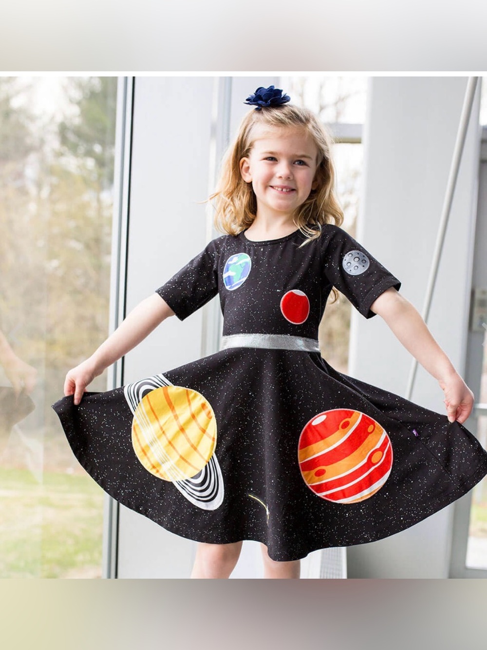 Princess Awesome  Wonder Solar System Busy Dress Size 5 Space Planet Twirl Dress